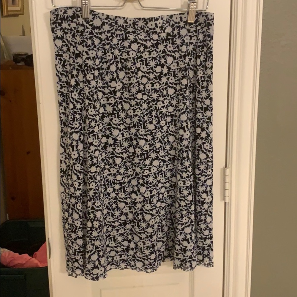 Navy Print Lined skirt